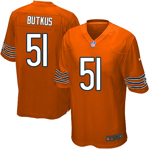 Youth Elite Dick Butkus Nike Jersey Orange Alternate - #51 NFL Chicago Bears